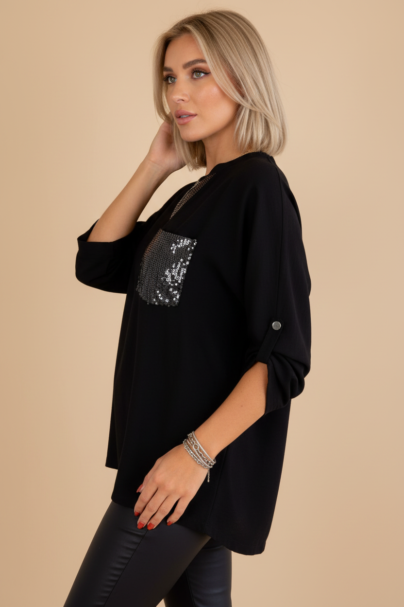 Casual Paillettenblouse Voor Dames | Chic
