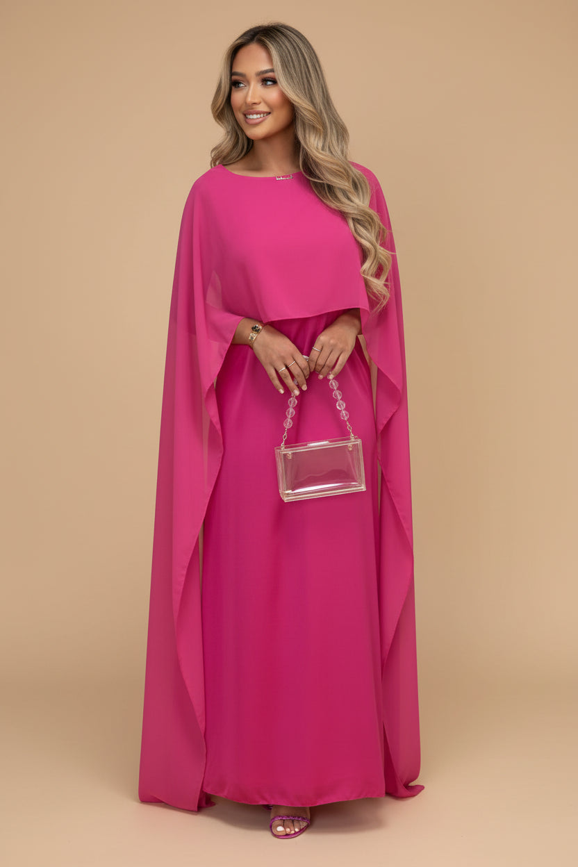 Vivirose| Kaftan Jurk met Luchtige Cape Mouwen