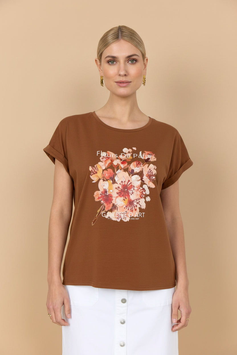Vivirose T-shirt Bruin