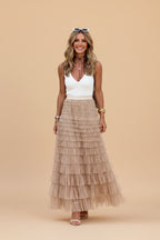 Tule Maxi Rok met Elastische Tailleband