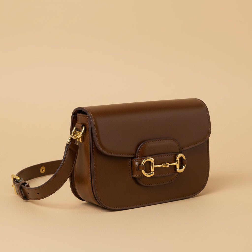 Vivirose | Stijlvolle Bruine Dames Crossbody in Leather Look met Gouden Details