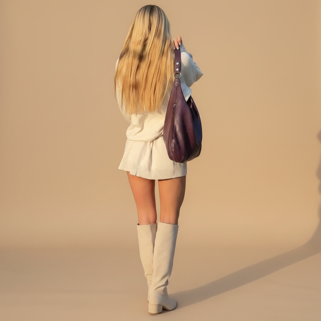 Vivirose| Luxe Vegan Leren Schoudertas met Verstelbare Schouderriem
