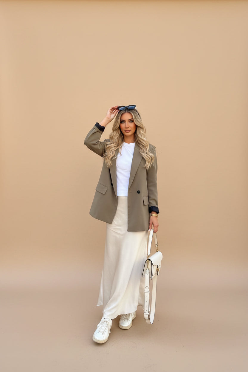 Vivirose| Maxi Rok Satijn Look met Subtiele Glans - Comfy & Luchtig