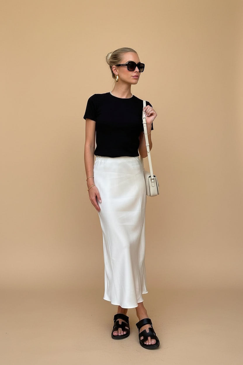 Vivirose| Maxi Rok Satijn Look met Subtiele Glans - Comfy & Luchtig
