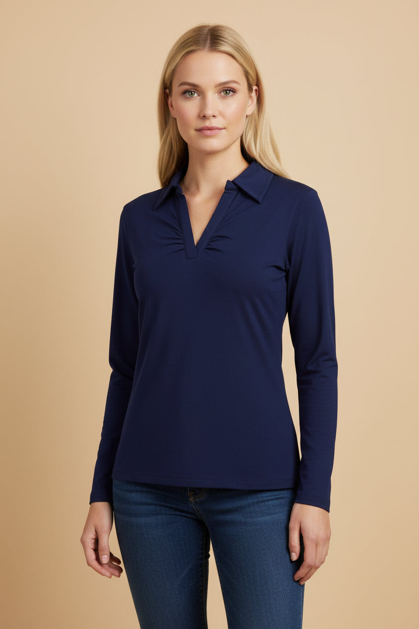 Vivirose Top met lange mouwen | Ecovero effen blauw