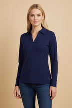 Vivirose Top met lange mouwen | Ecovero effen blauw