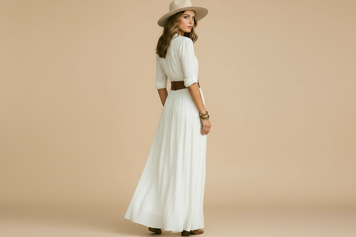 Mariah | Dames Bohemian Knoop Voorkant Maxi Jurk