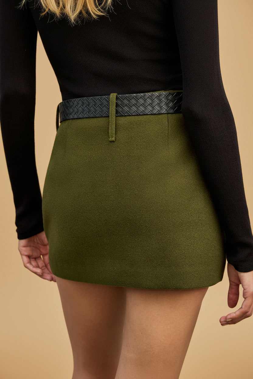 Vivirose| High Waist Minirok Dames- Luxe Groene Rok, Geweven Stof