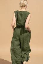 Vivirose- Mouwloze Jumpsuit met Wijde Pijpen, Comfortabel en Trendy