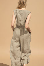Vivirose- Mouwloze Jumpsuit met Wijde Pijpen, Comfortabel en Trendy