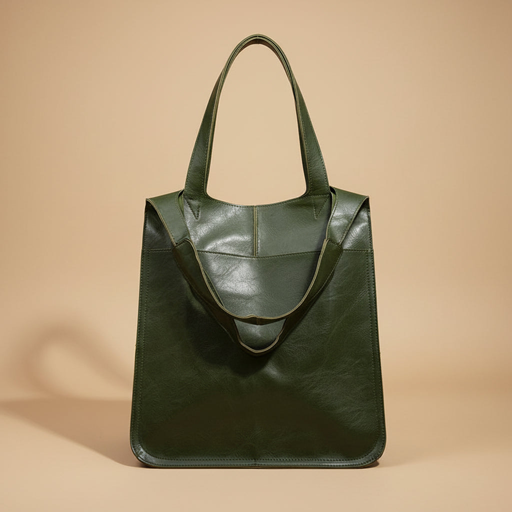 Oversized Leren Vintage Schoudertas