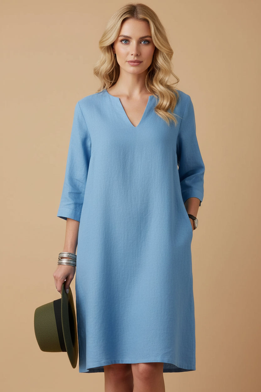 Victoria | Dames Elegante Inkeping Hals Midi Jurk