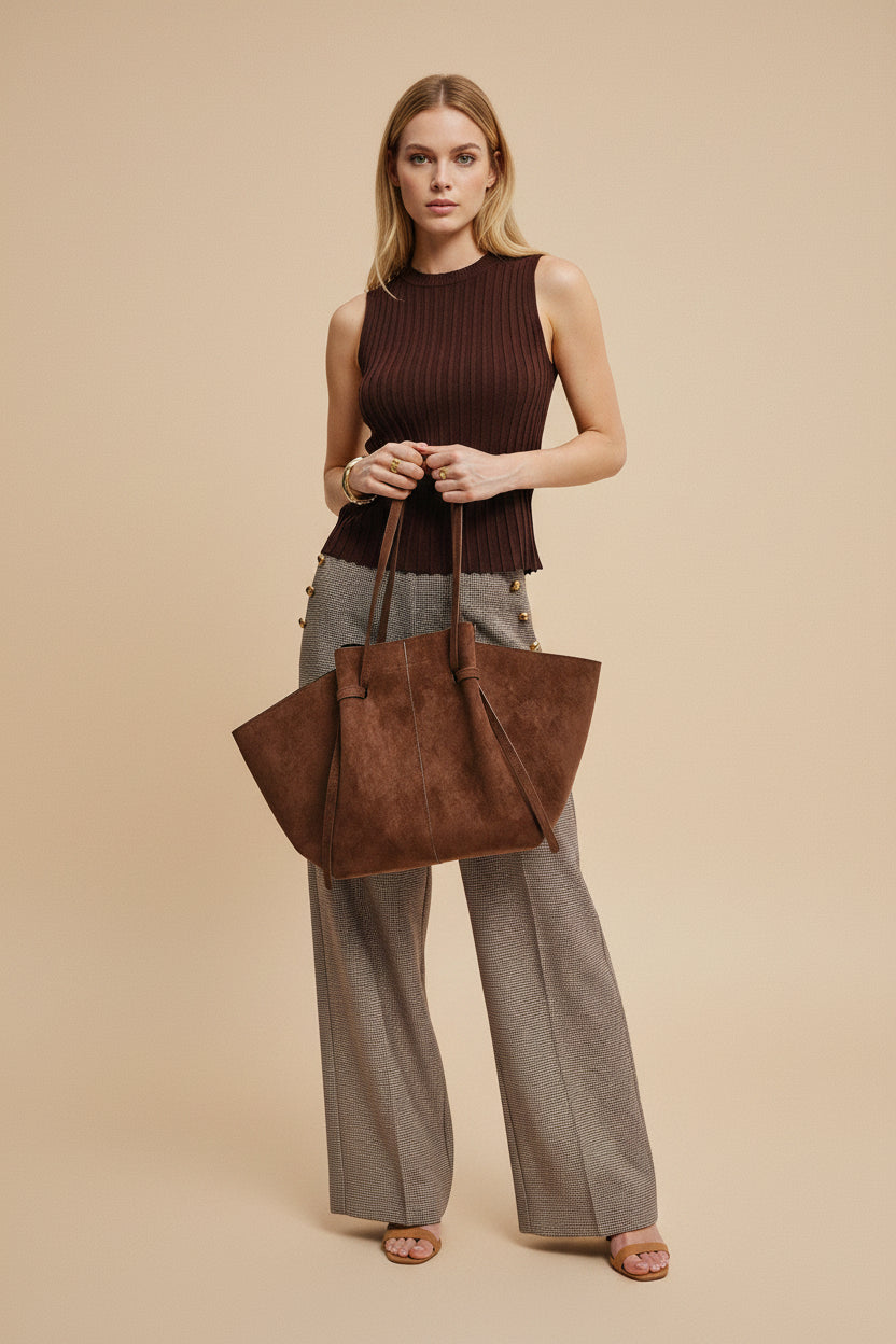 Vivirose| Bruine Suède Grote Shopper – Stijlvolle Dames Tote Bag