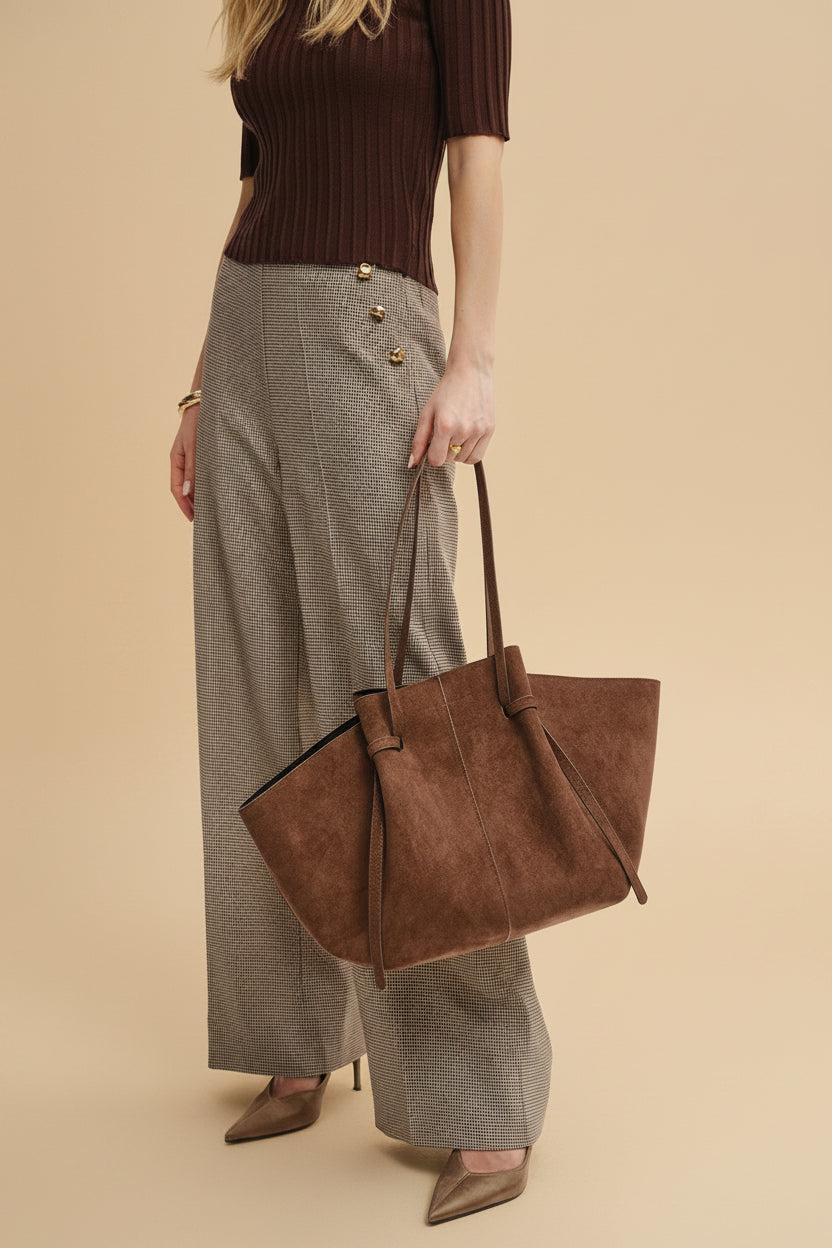 Vivirose| Bruine Suède Grote Shopper – Stijlvolle Dames Tote Bag