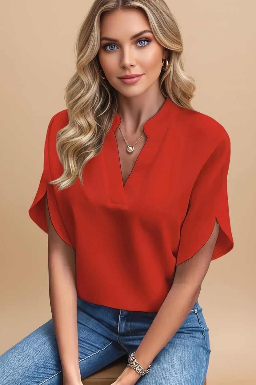 Scarlett | Dames Elegante Gespleten Mouw V-Hals Blouse