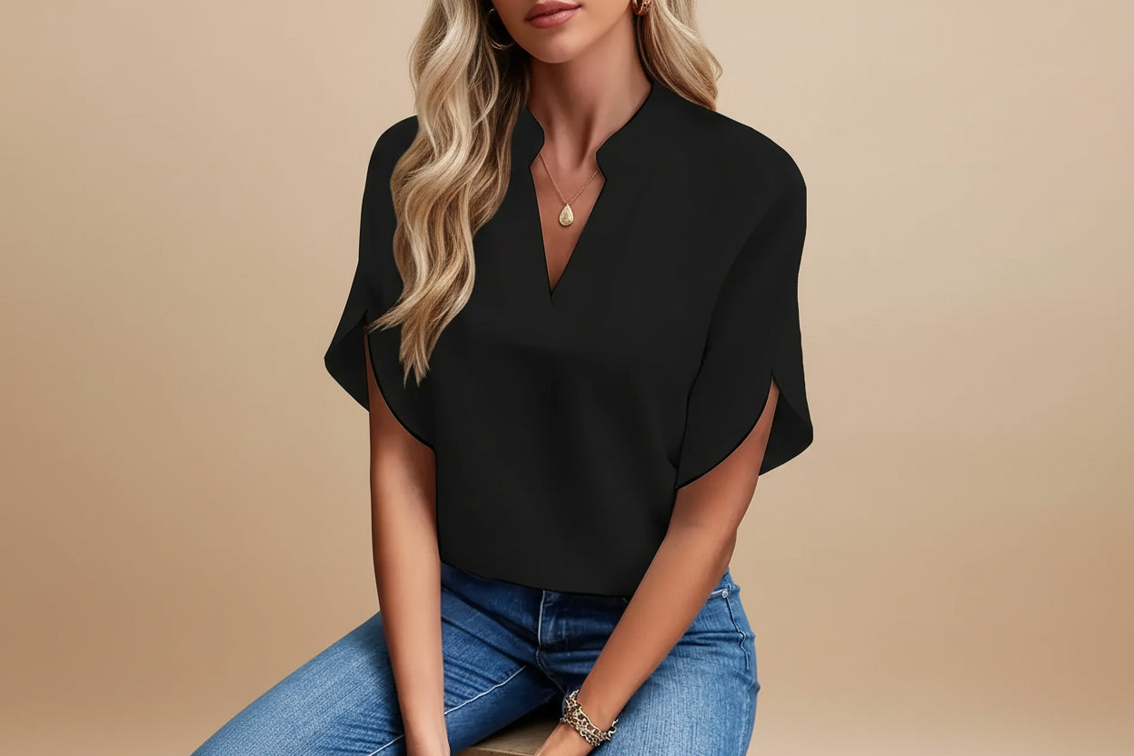 Scarlett | Dames Elegante Gespleten Mouw V-Hals Blouse