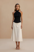 Mouwloze Top met Halterhals, Gedraaid Detail en Keyhole Uitsnijding