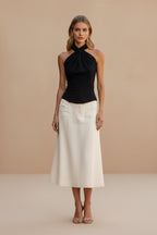 Mouwloze Top met Halterhals, Gedraaid Detail en Keyhole Uitsnijding