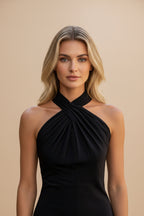 Mouwloze Top met Halterhals, Gedraaid Detail en Keyhole Uitsnijding
