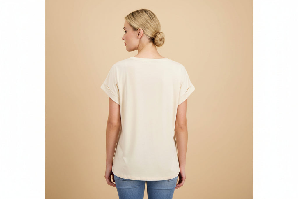 T-shirt van materiaal mix | Vivirose
