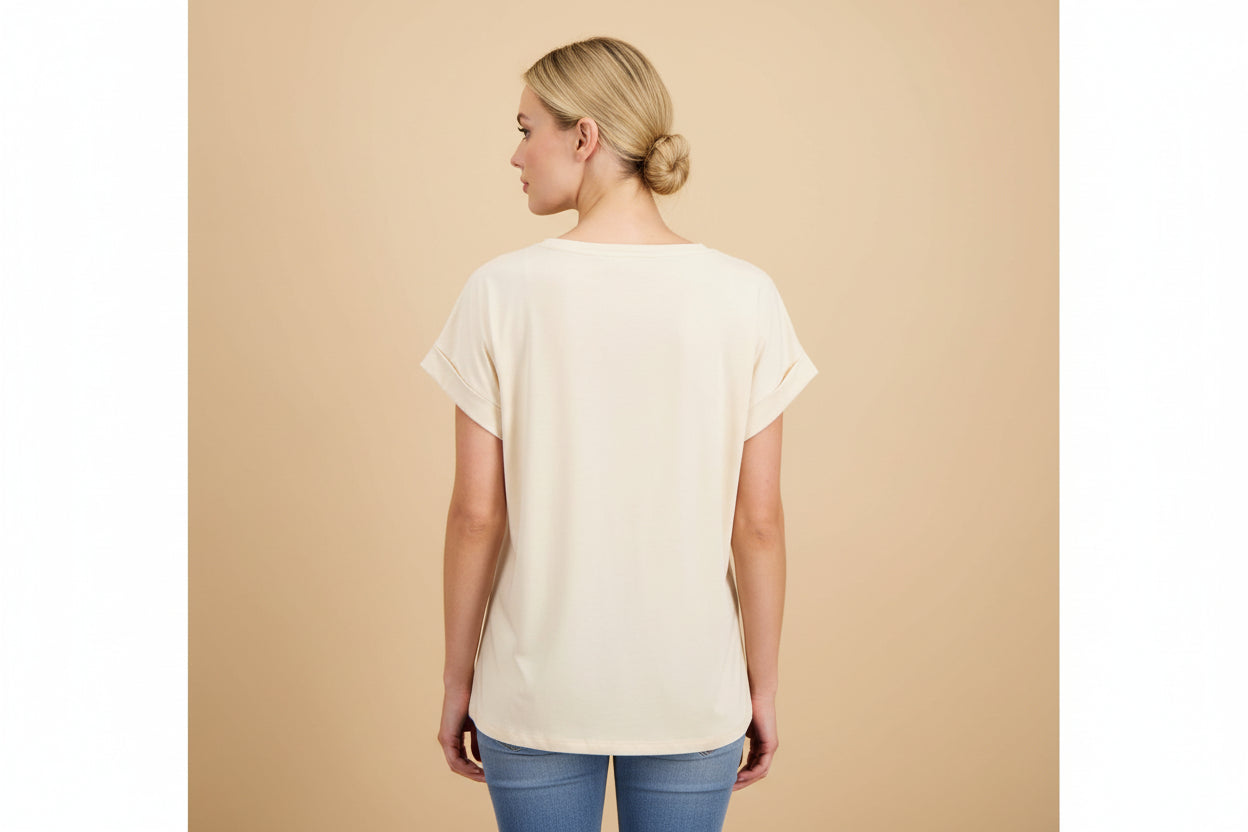 T-shirt van materiaal mix | Vivirose