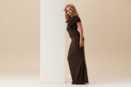 Asymmetrische maxi jurk met gedrapeerde details
