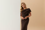 Asymmetrische maxi jurk met gedrapeerde details
