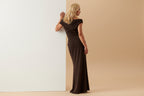 Asymmetrische maxi jurk met gedrapeerde details