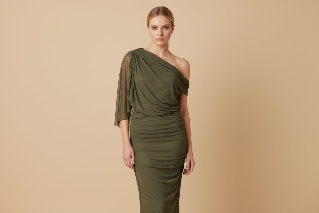 Enkellange mesh jurk