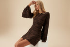 Korte jacquard patroon jurk