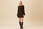 Korte jacquard patroon jurk
