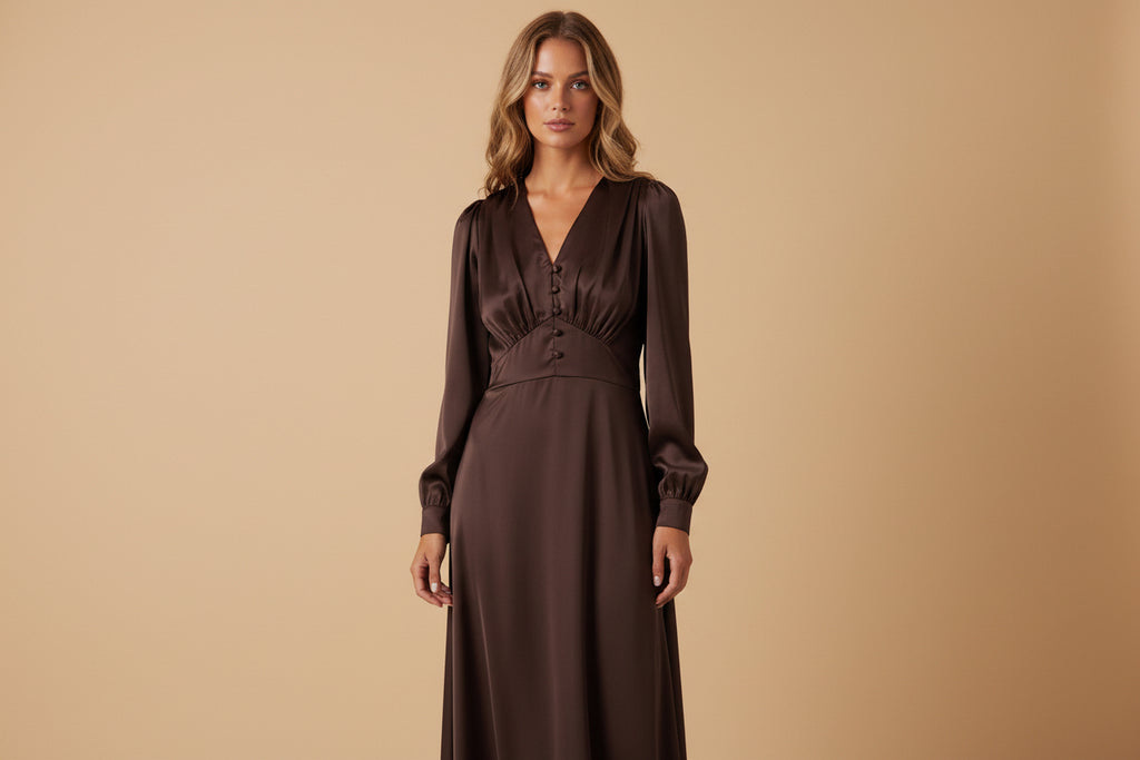Satin V-neck Maxi Dress