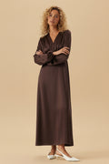 Satin V-neck Maxi Dress