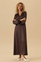 Satin V-neck Maxi Dress