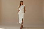 Emma | Dames Knoopdetail Mouwloze Midi Jurk