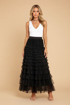 Tule Maxi Rok met Elastische Tailleband