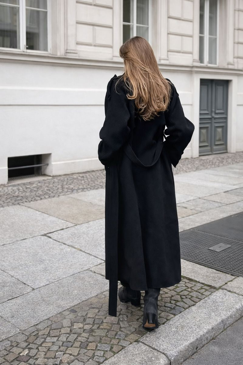 Inka dames winterjas – lange oversized wollen mantel met double-breasted design