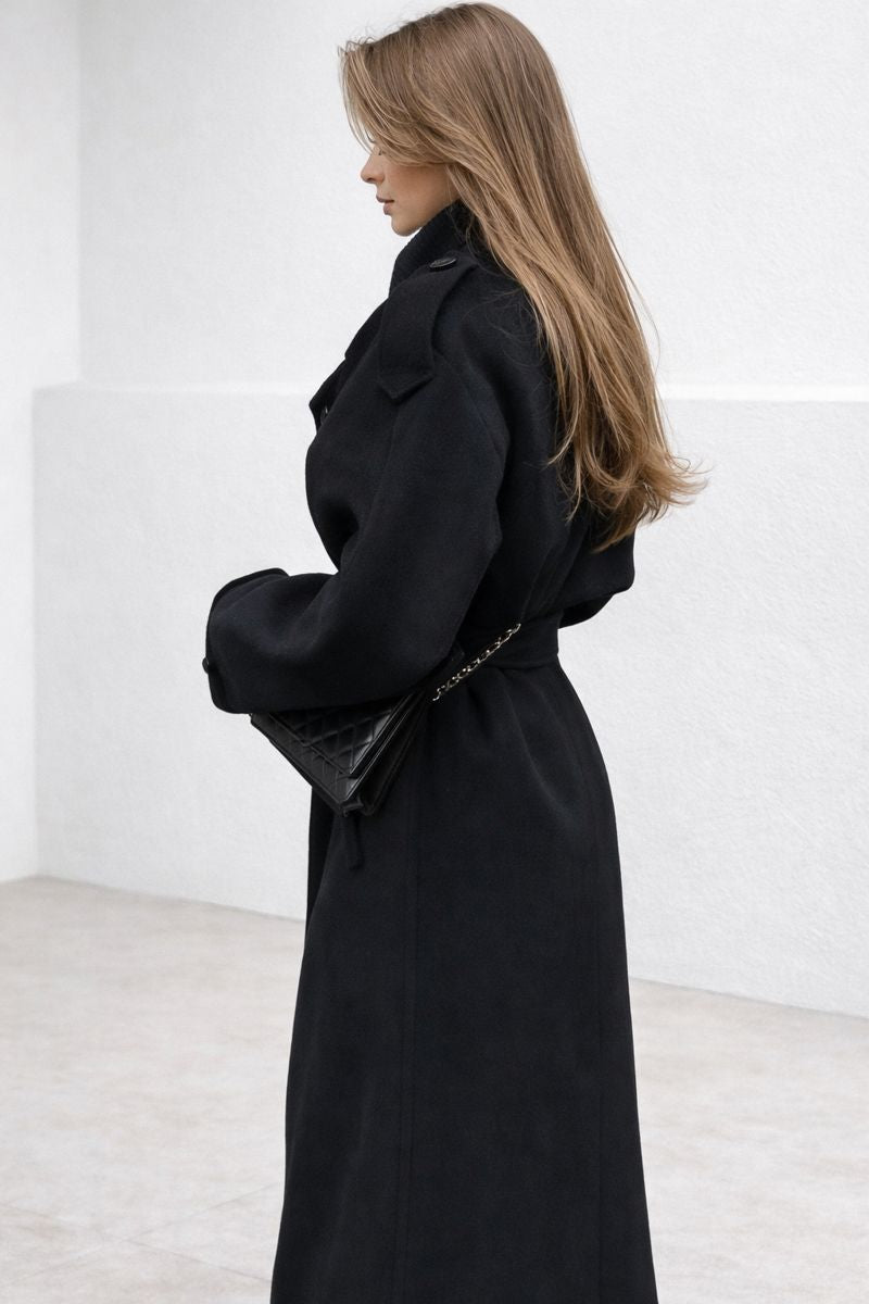 Inka dames winterjas – lange oversized wollen mantel met double-breasted design