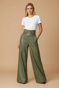 Vivirose- Elegante Leren broek met hoge taille