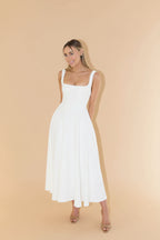 Vivirose- Midi Jurk Met Hoge Taille En Vierkante Hals