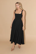 Vivirose- Midi Jurk Met Hoge Taille En Vierkante Hals