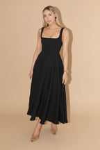 Vivirose- Midi Jurk Met Hoge Taille En Vierkante Hals