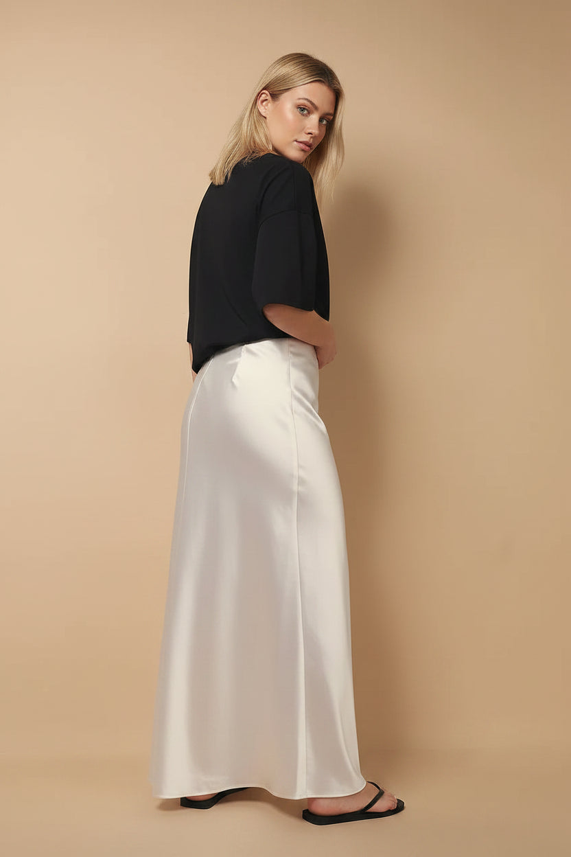 Vivirose| Satijnen Maxi Rok A-Lijn voor Dames - Glanzend, Elegante en Lang