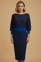 Witte Midi Jurk met Drapering en Vleermuismouwen