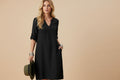 Victoria | Dames Elegante Inkeping Hals Midi Jurk
