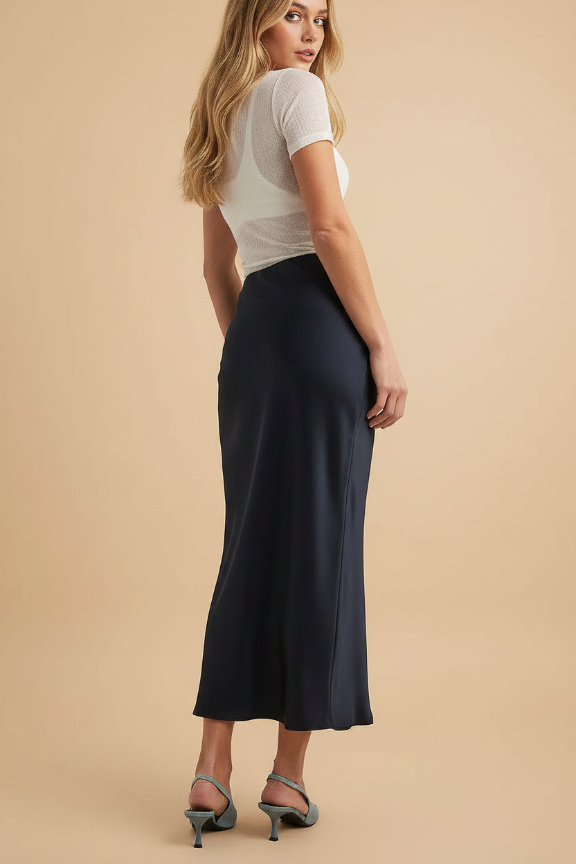 Vivirose| Satijnen Maxi Rok A-Lijn voor Dames - Glanzend, Elegante en Lang