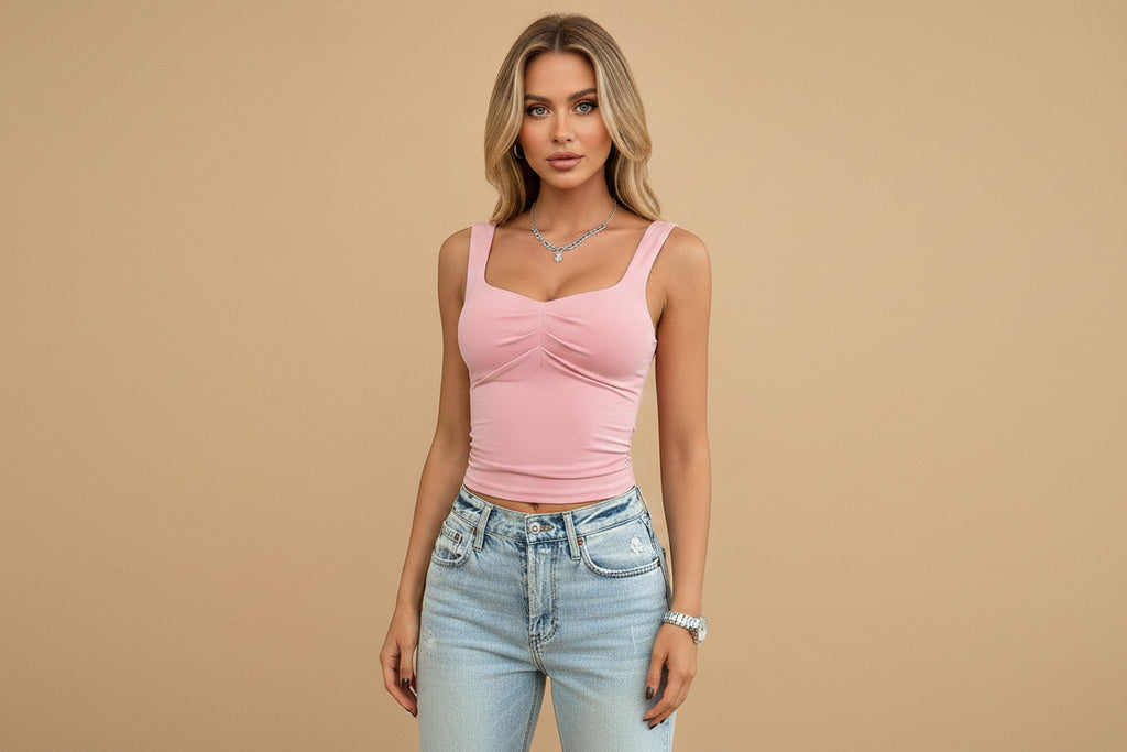 Vivirose |  Top met Ruched Sweetheart Halslijn