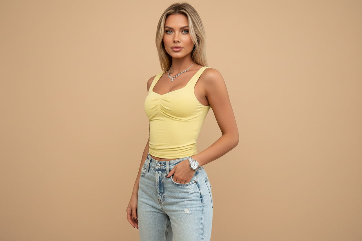 Arya | Tank Top met Ruched Sweetheart Halslijn