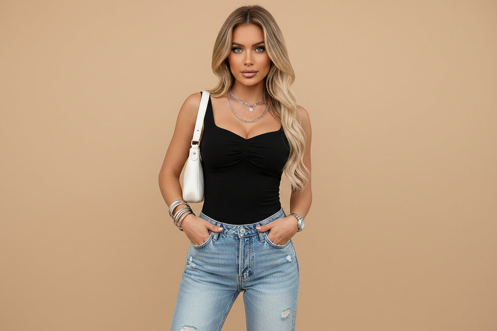Vivirose |  Top met Ruched Sweetheart Halslijn