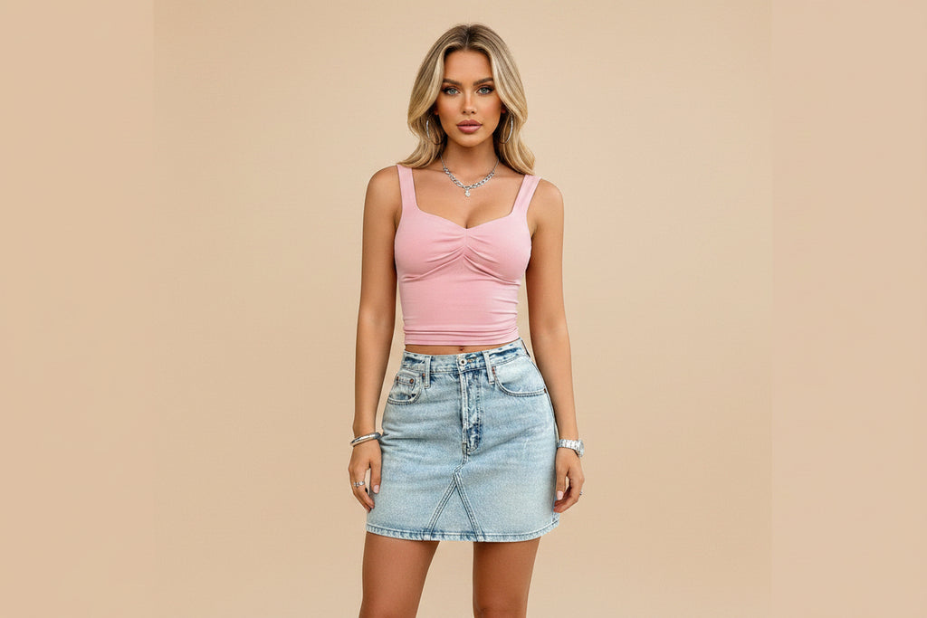 Vivirose |  Top met Ruched Sweetheart Halslijn